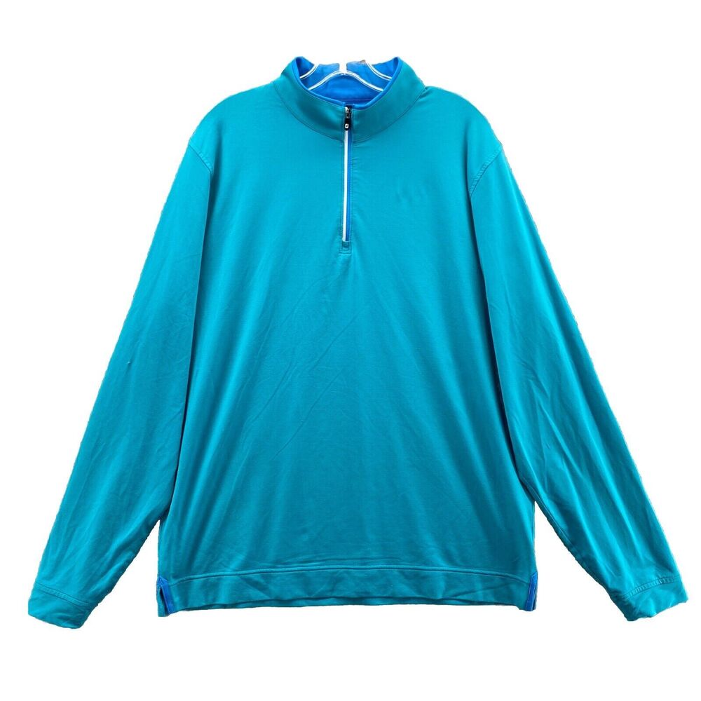 Footjoy Pullover Sweatshirt Large Blue 1/4 Zip Performance Golf Sweater Gorpcore